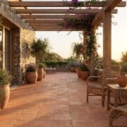 terraza rústica con piso de arcilla